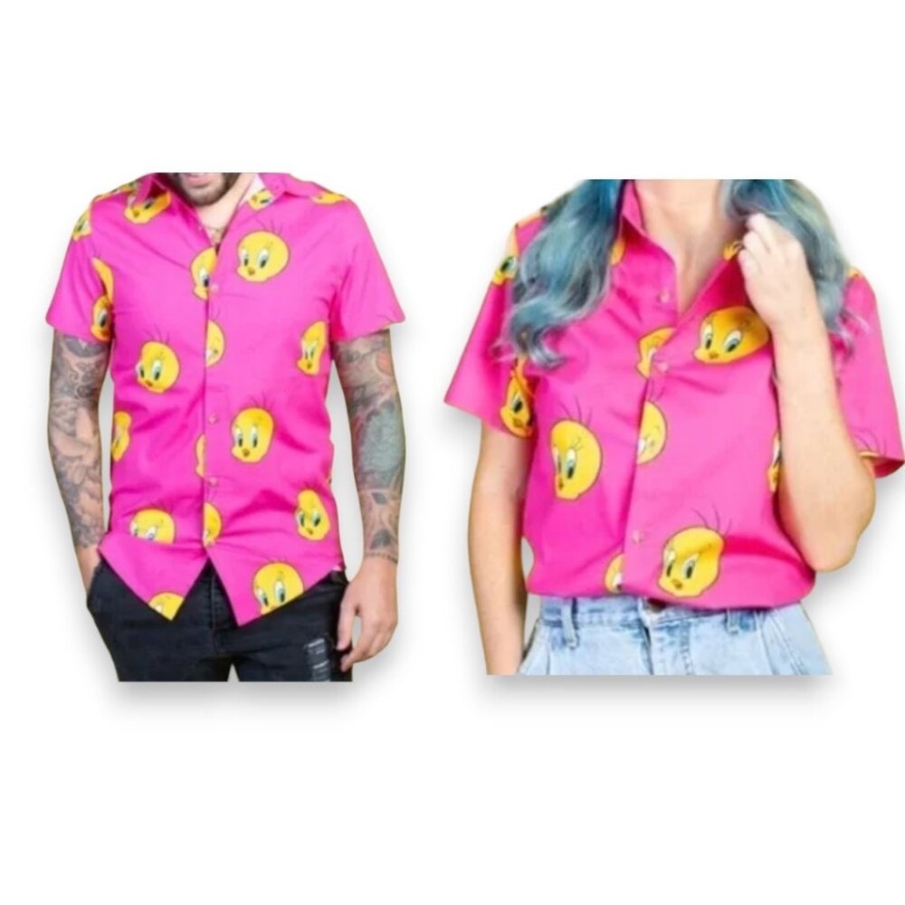 Cakeworthy Looney Tunes 80th anniversary Tweety Button Up